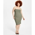 thumbnail image 1 of Bar III Trendy Plus Size Ribbed Bodycon Dress Dusty Olive 0X, 1 of 1