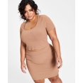 thumbnail image 1 of Bar III Trendy Plus Size Ribbed Knit Crop Top Library Oak 1X, 1 of 1