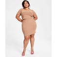 thumbnail image 1 of Bar III Trendy Plus Size Ribbed Mini Skirt Library Oak 2X, 1 of 1