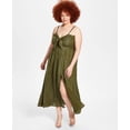 thumbnail image 1 of Bar III Trendy Plus Size Tie Front Maxi Dress Burnt Olive 1X, 1 of 1