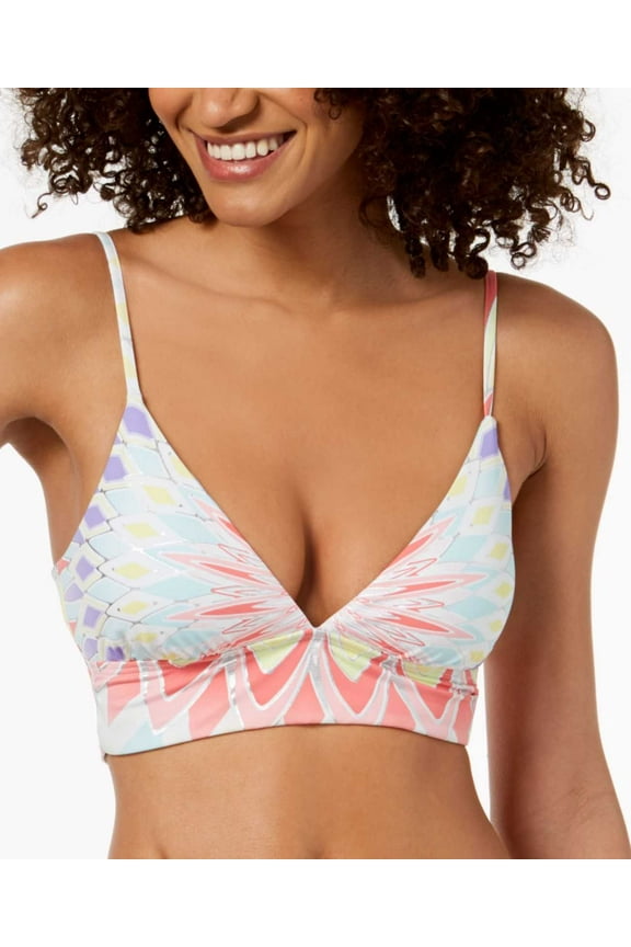Triangle Strappy-Back Top Women Swimsuit (Starburst Printed, M)