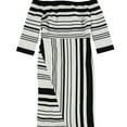 thumbnail image 1 of Bar III Women's 3/4 Sleeve Hidden Back Zip Closure Bodycorn Dress M/Black/White Stripe, 1 of 2