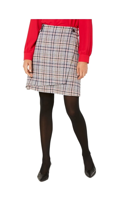 Women's Assymetrical Tweed Skirt Navy Multi Size 12