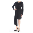 thumbnail image 1 of Bar III Women's Asymmetric Pleated Long Sleeve Mini Dress Black Size 2XL, 1 of 2