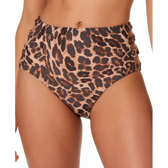 Bar III Women's Beach Cheetah Printed High Rise Bikini Bottoms