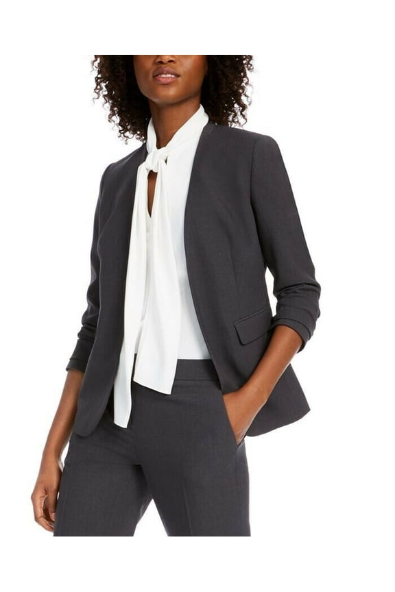 Women's Collarless Open-front Blazer Grey XL NEW 093487