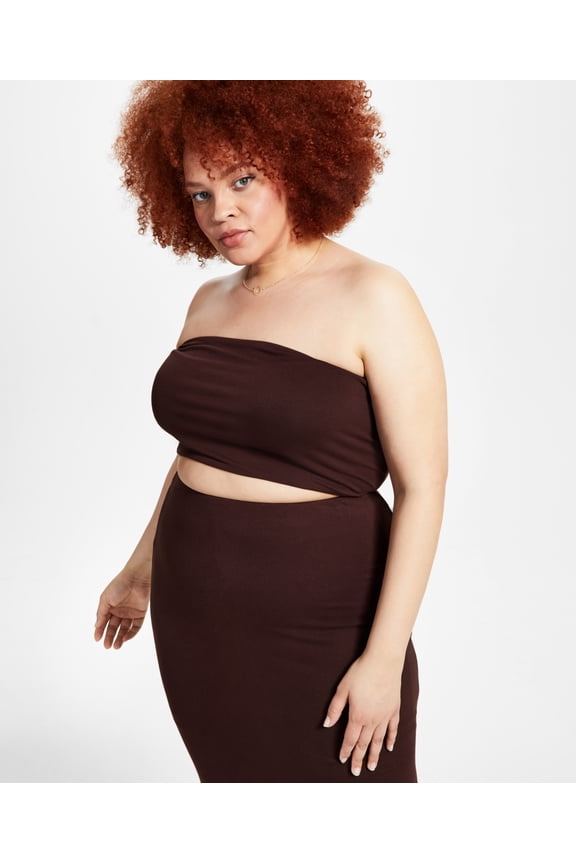 Women's Crepe Tube Top Brown Size 2X