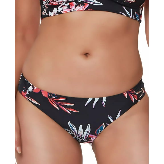 Bar III Women's Floral Print Hipster Bikini Bottoms Swimsuit Black Size X-Small