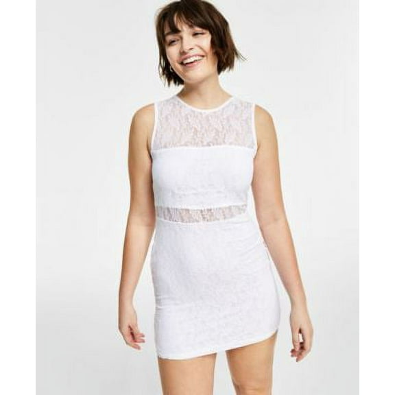 Bar III Womens Lace Mini Dress Bright White XS