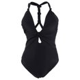 thumbnail image 1 of Bar III Women's Like It Or Knot Ribbed One-Piece Swimsuit in Black Small, 1 of 2