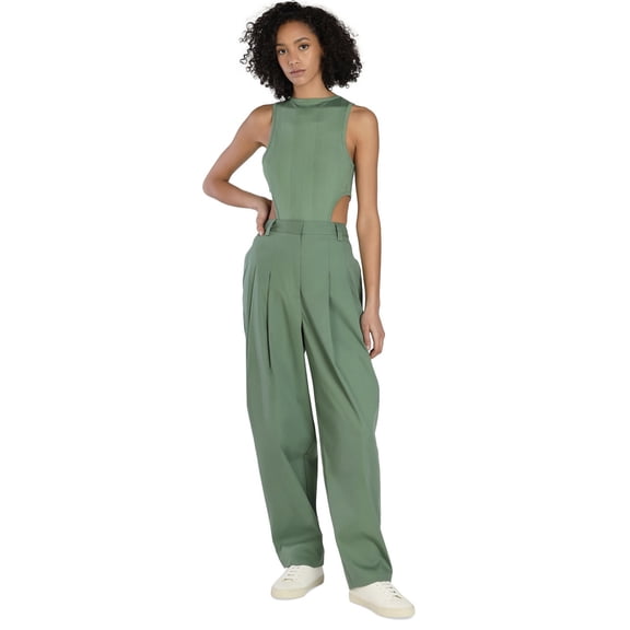 Bar III Women's Nicole Williams English Pleated Wide-Leg Relaxed Pants Size 10