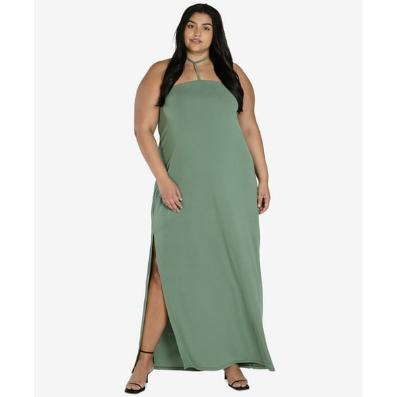 Bar III Women's Nicole Williams English Y-Strap Halter Dress Plus Size 0X