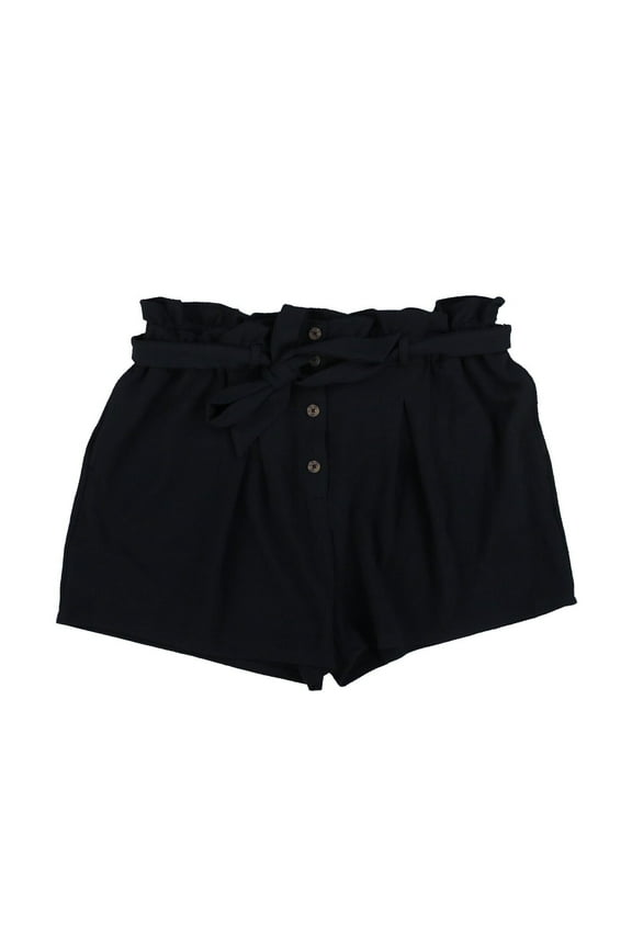 Women's Shorts Belted Button Up Ruffle Stretch Lightweight Bottoms Xxl