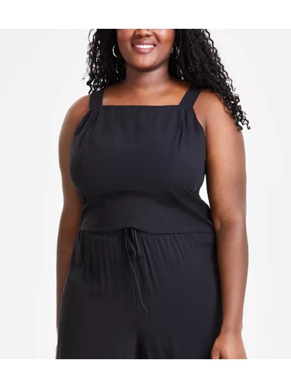 Women's Trendy Square-Neck Tank Top Deep Black Plus Size 1X