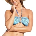 thumbnail image 1 of Bar III Women's U-Bar Halter Bandeau Bikini Top, Blue Snakeskin, XL, 1 of 3