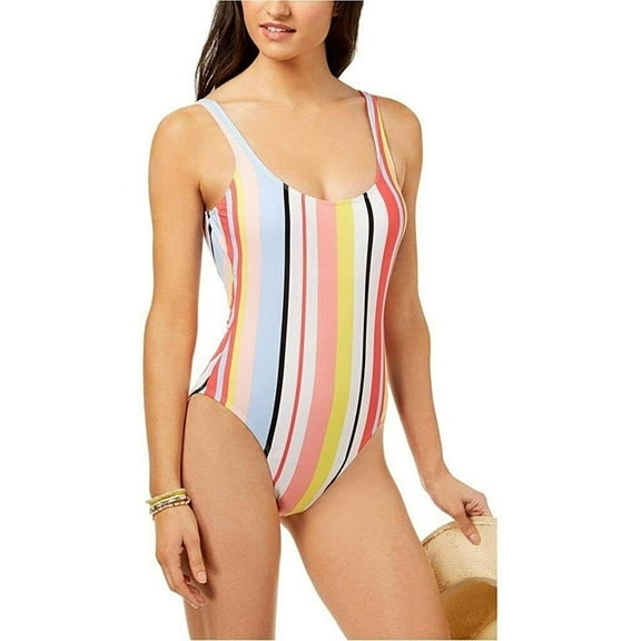 Bar III Womens Bold Stripe Low-Back Cheeky One-Piece Swimsuit, MULTI, M New with box/tags