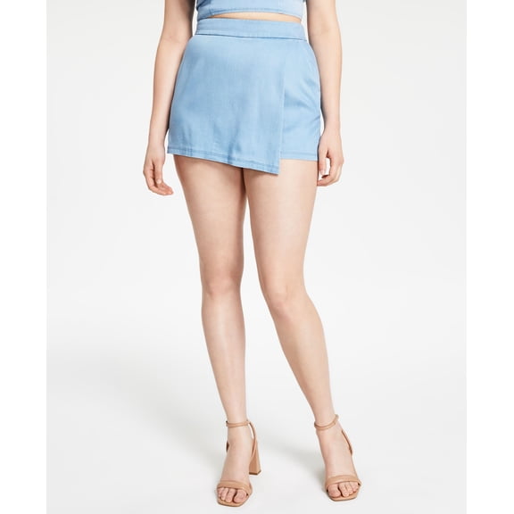 Bar III Womens Chambray Skort Blue Whisper M
