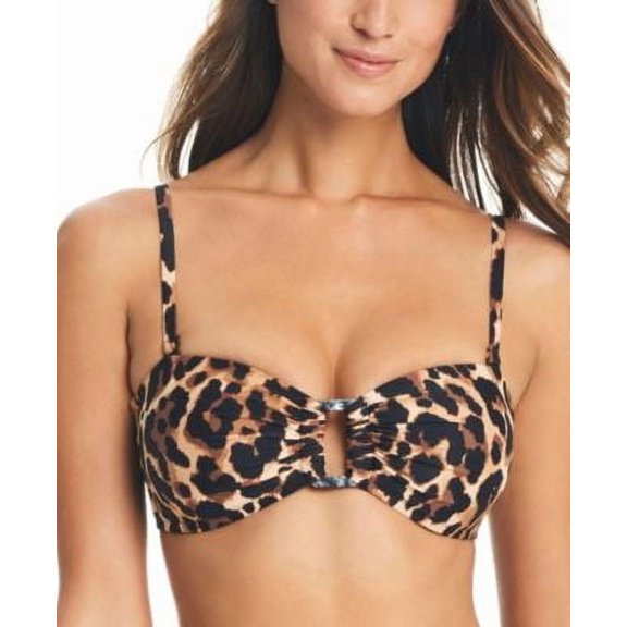 Bar III Women's Cheetah Ring Bandeau Bra, Large