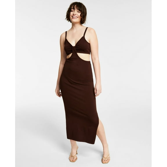 Bar III Womens Cutout Sweater Dress Rare Wood M