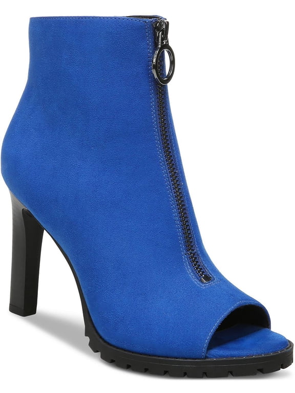 Womens Dillian Front Zip Faux Suede Peep Toe Shooties