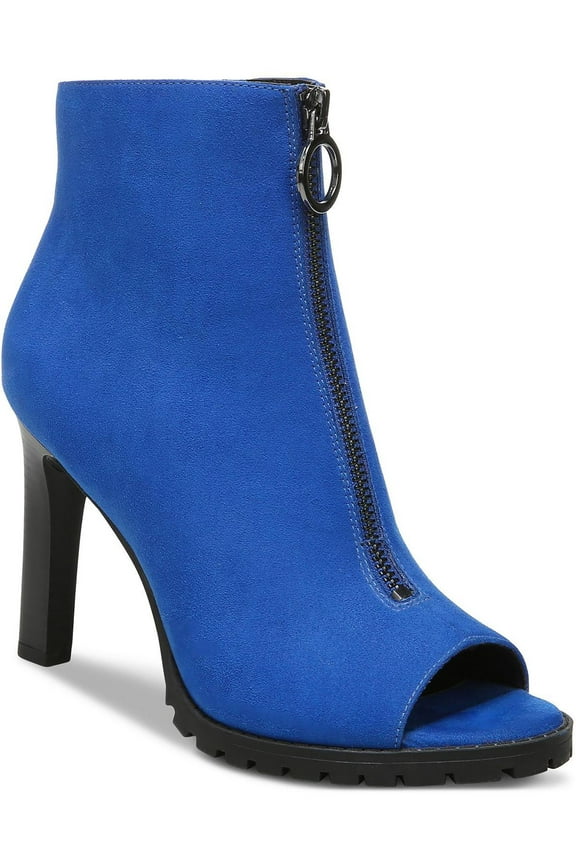 Womens Dillian Front Zip Faux Suede Peep Toe Shooties