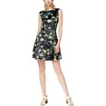 thumbnail image 1 of Bar III Womens Floral Print Fit and Flare Cocktail Dress Black XL., 1 of 2
