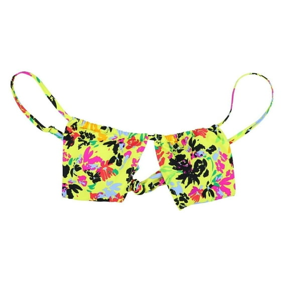 Bar III Womens Bikini Top V Cut Bathing Suit Swimsuit Floral Yellow Xs S New