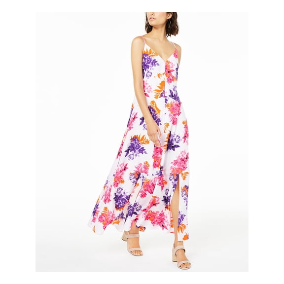Bar III Womens Floral Side Slit Maxi Dress