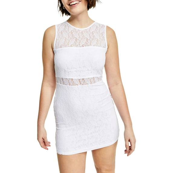 Bar III Womens Lace Mini Dress Bright White 2XL