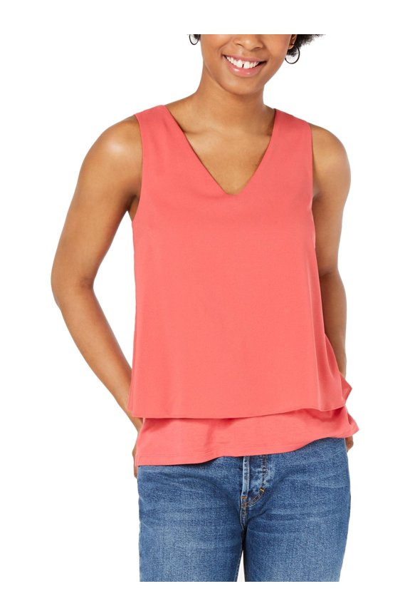 Womens Layered Split-Back Tank Top