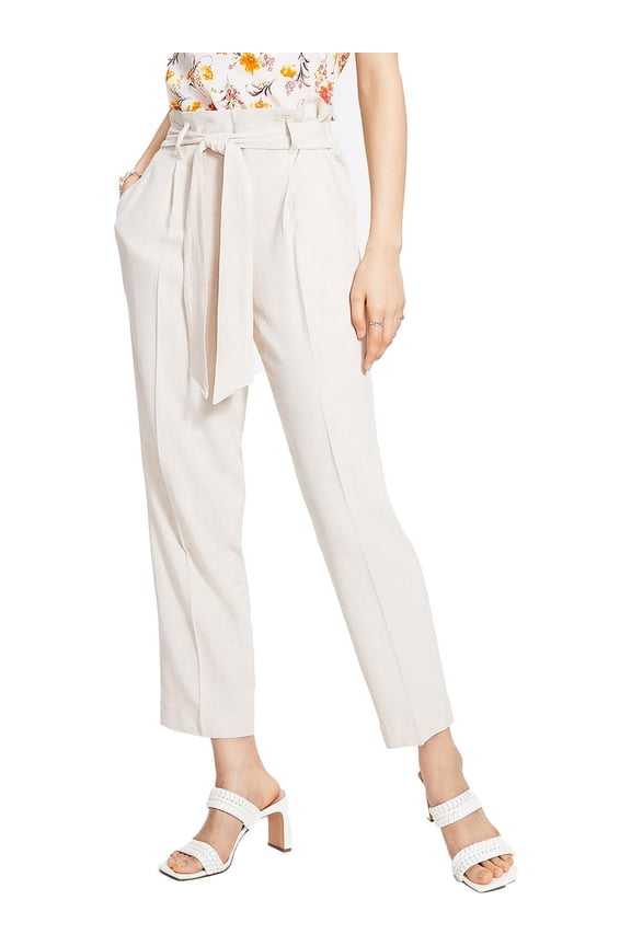 Womens Linen Blend Belted Dress Pants Flax 2XS