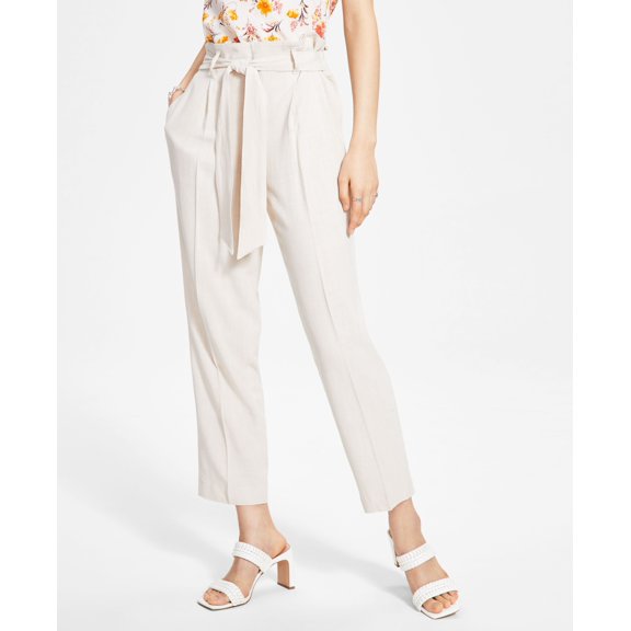 Bar III Womens Linen Tie Waist Pants Flax L