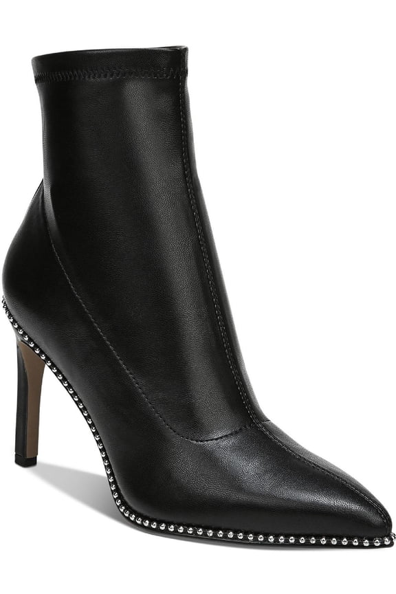 Womens Black Stretch Beaded Melanay Pointed Toe Stiletto Booties 5 M