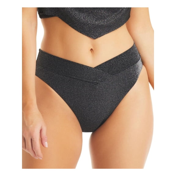 Bar III Womens Metallic High-Waist Swim Bottom Separates