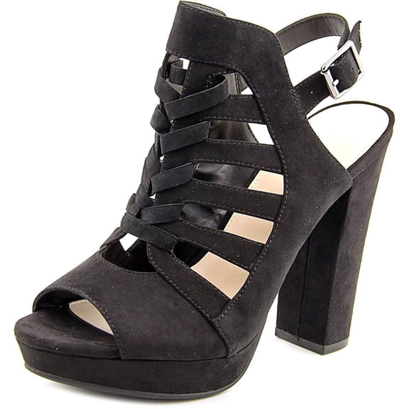 Bar III Womens Nerisa Peep Toe Special Occasion Suede Ankle Strap Sandals, Black, Size 7