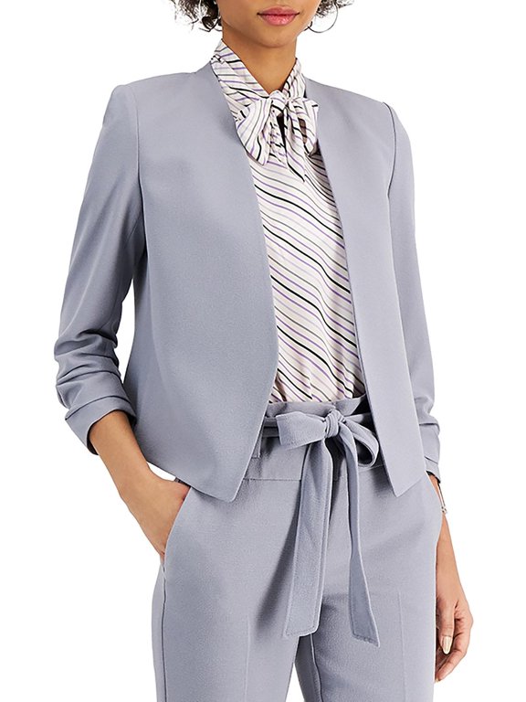 Open-Front Crepe Jacket Rhodium S