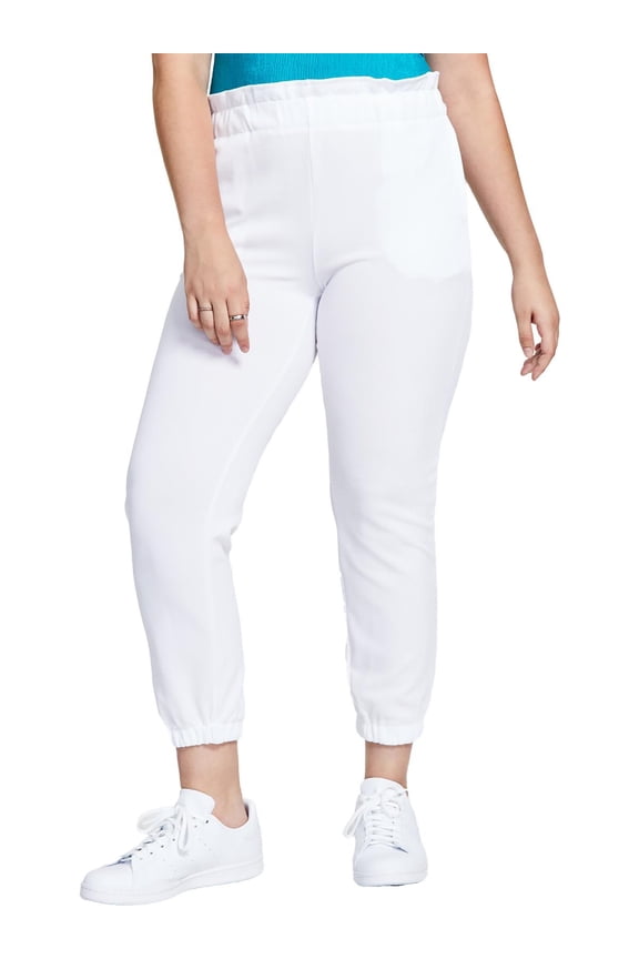 Womens Paperbag Waist Textured Jogger Pants