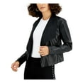 thumbnail image 1 of Bar III Petite Faux Leather Flyaway Jacket Deep Black PM, 1 of 1