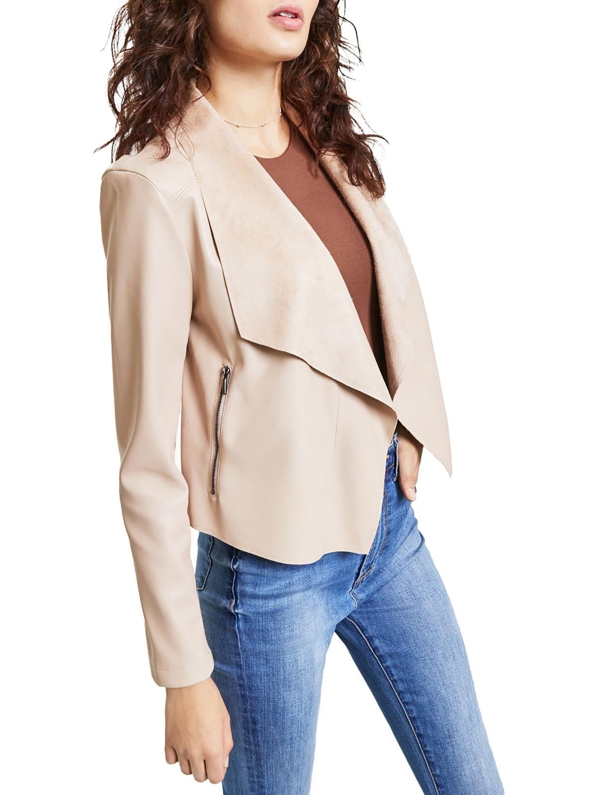 Bar III Petite Faux Leather Flyaway Jacket Naturally Nude PXS