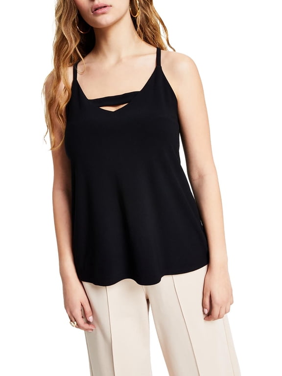 Womens Petites Zip Back Sleeveless Shell