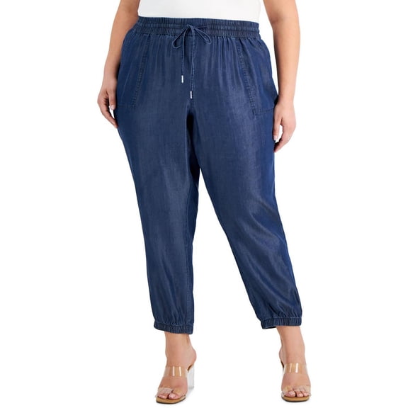 Bar III Womens Plus Ankle Taper Trouser Pants