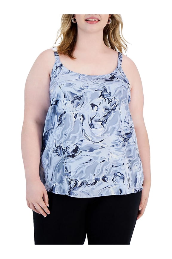 Womens Plus Chiffon Scoop Neck Cami