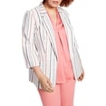 thumbnail image 1 of Bar III Womens Plus Cotton Blend Striped Open-Front Blazer Flax Multi 3X, 1 of 2