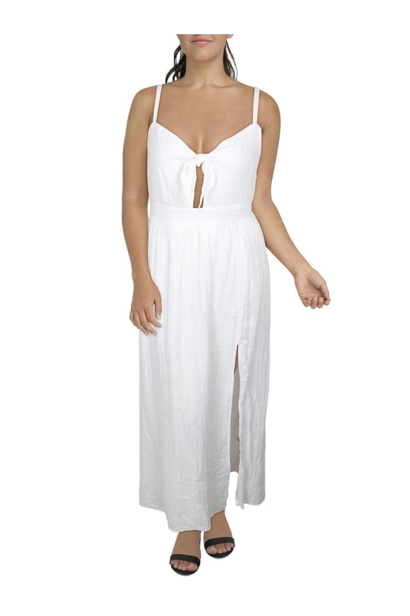 Womens Plus Cotton Pinstripe Maxi Dress