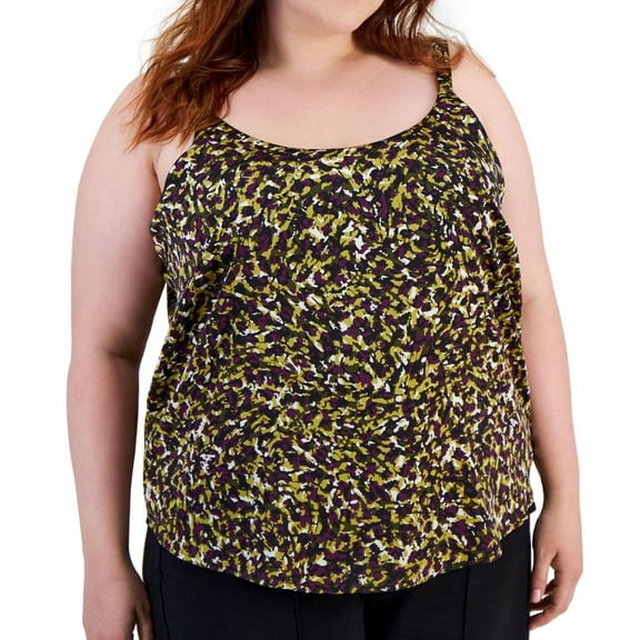 bar III Womens Scoop Neck Shell Tank Top, Multicoloured, Plus Size, 2X