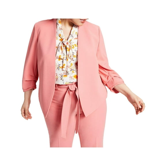 Bar III Womens Plus Textured Crepe Open-Front Blazer