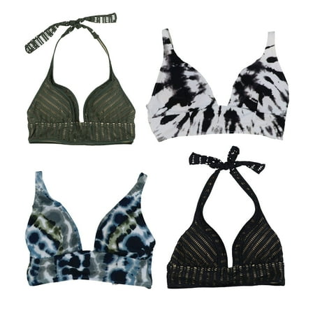 Bar III Women's Printed Bikini Top Swimsuit Green Size X-Small