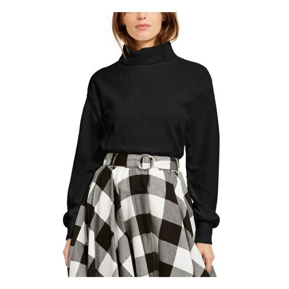 Bar III Womens Ribbed Cropped Mock Sweater