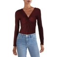 thumbnail image 1 of Bar III Womens Ribbed Twist Front Bodysuit Purple XXS, 1 of 3
