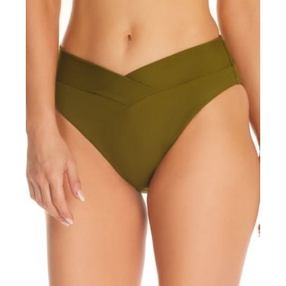 Bar III Womens Ribbed V-Waist Bikini Field Green S